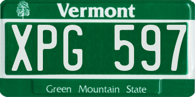 VT license plate XPG597