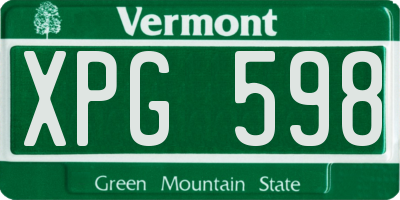VT license plate XPG598