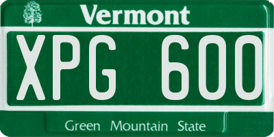 VT license plate XPG600