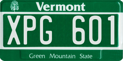 VT license plate XPG601