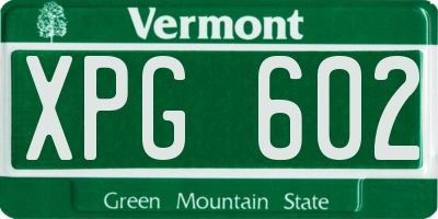 VT license plate XPG602