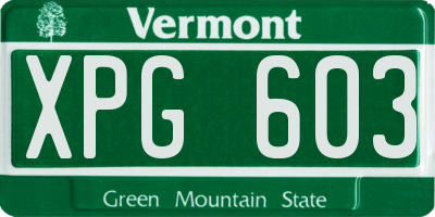 VT license plate XPG603