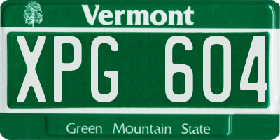VT license plate XPG604
