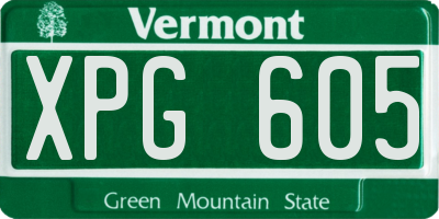VT license plate XPG605