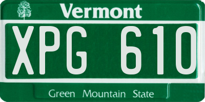 VT license plate XPG610