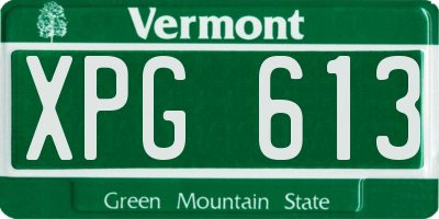VT license plate XPG613