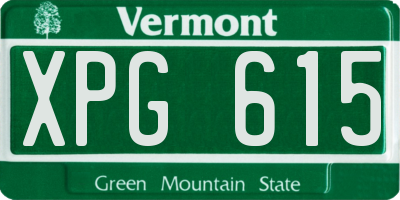 VT license plate XPG615