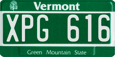 VT license plate XPG616