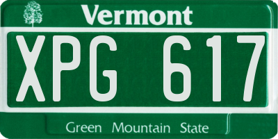 VT license plate XPG617