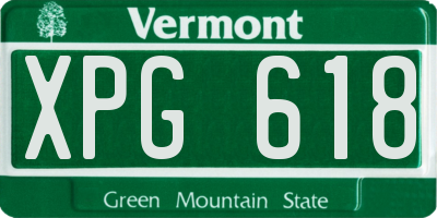 VT license plate XPG618