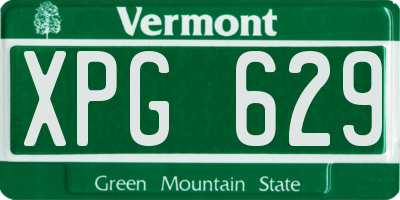 VT license plate XPG629