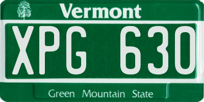 VT license plate XPG630