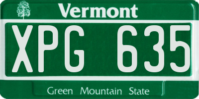 VT license plate XPG635