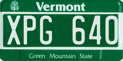 VT license plate XPG640