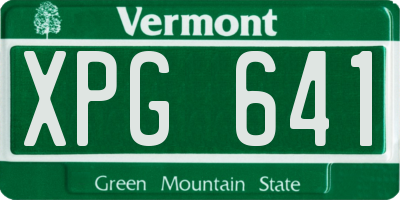 VT license plate XPG641