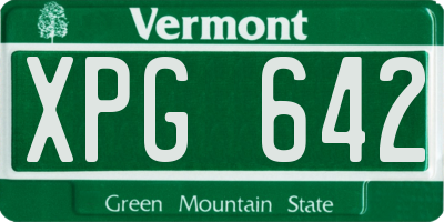VT license plate XPG642