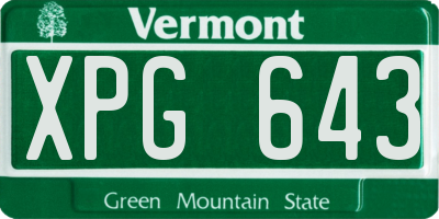 VT license plate XPG643
