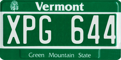 VT license plate XPG644