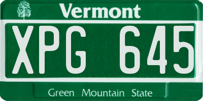 VT license plate XPG645