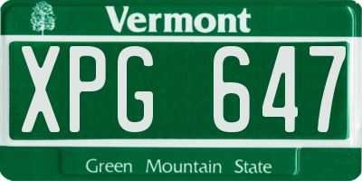 VT license plate XPG647