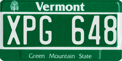 VT license plate XPG648