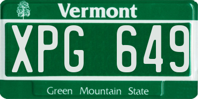 VT license plate XPG649