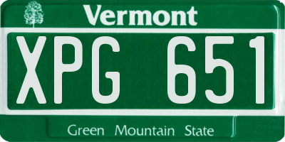 VT license plate XPG651