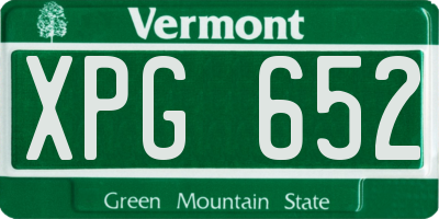 VT license plate XPG652