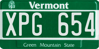 VT license plate XPG654