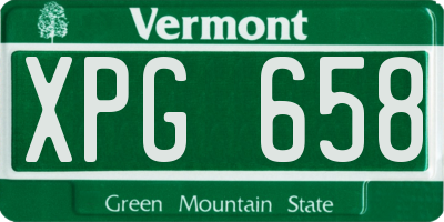 VT license plate XPG658