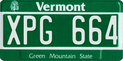 VT license plate XPG664