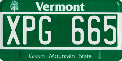VT license plate XPG665