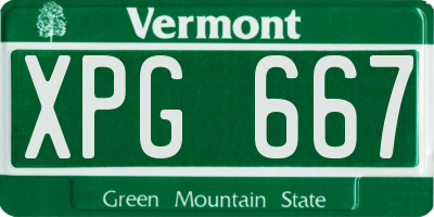 VT license plate XPG667
