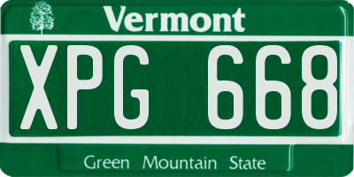 VT license plate XPG668