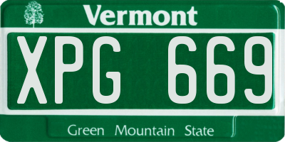 VT license plate XPG669