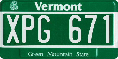 VT license plate XPG671