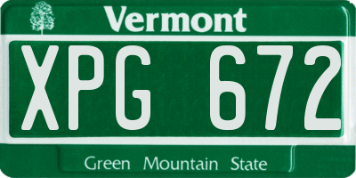 VT license plate XPG672
