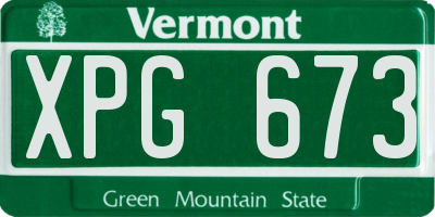 VT license plate XPG673