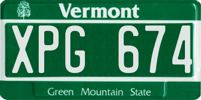 VT license plate XPG674