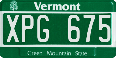 VT license plate XPG675
