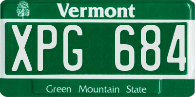 VT license plate XPG684