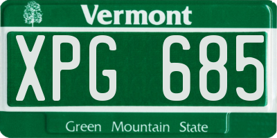 VT license plate XPG685