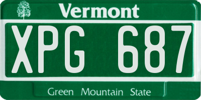 VT license plate XPG687