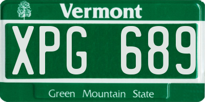 VT license plate XPG689