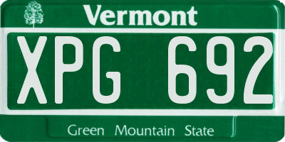 VT license plate XPG692