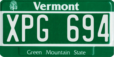 VT license plate XPG694
