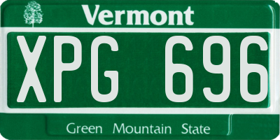 VT license plate XPG696