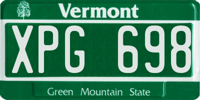VT license plate XPG698