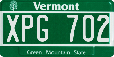 VT license plate XPG702