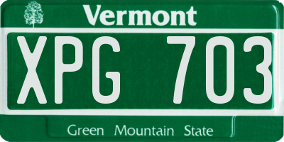 VT license plate XPG703
